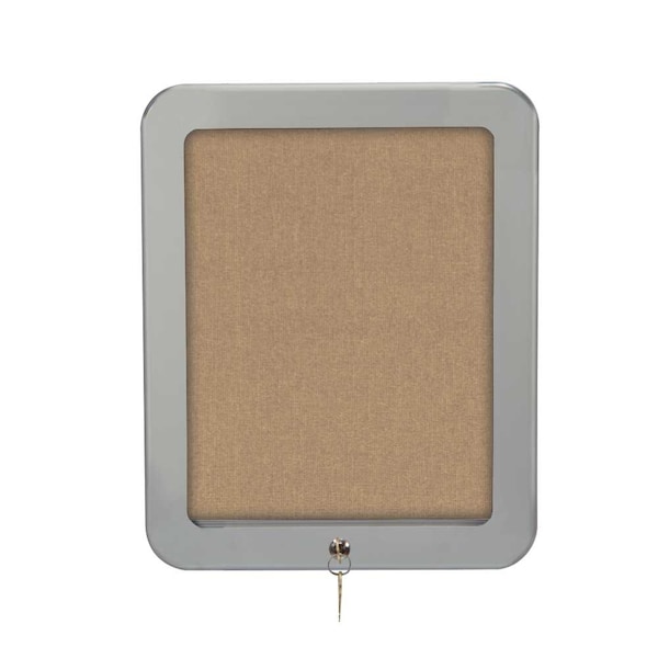 Outdoor Enclosed Combo Board, 72"x36", Satin Frame/Grey & Cobalt
